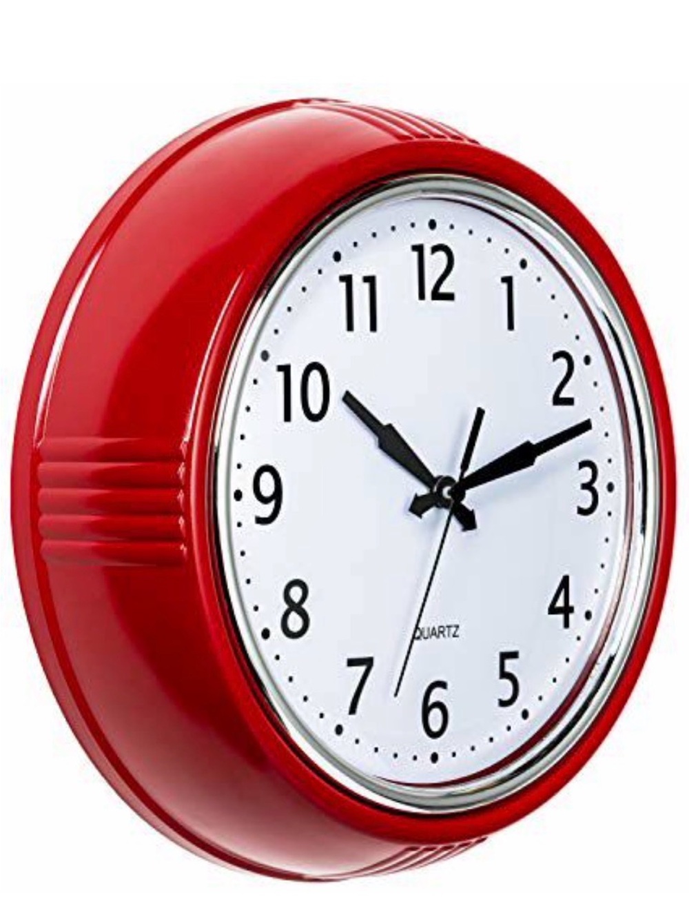 Vintage-Style Red Wall Clock with White Dial